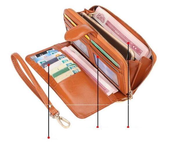 Zipper Clutch Multipurpose Plånbok - Brun - Image 2