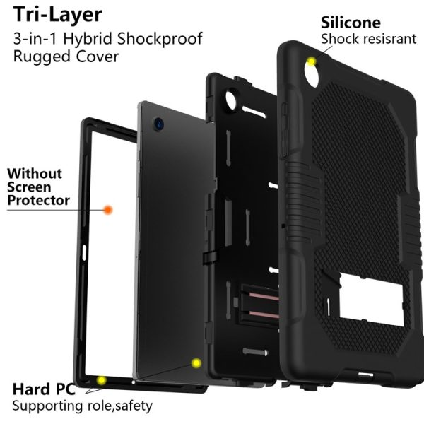 Galaxy Tab A8 10.5 (2021) Skal Robot B2 Kickstand - Svart - Image 2