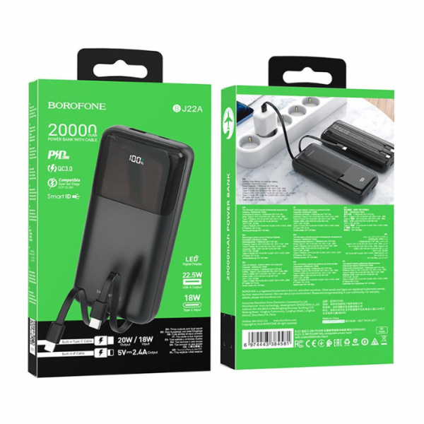 Borofone BJ22A Powerbank 20000mAh – Black